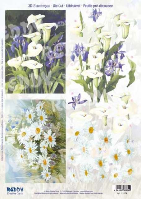 3D Stanzbogenset Blumen, Calla und Margeriten