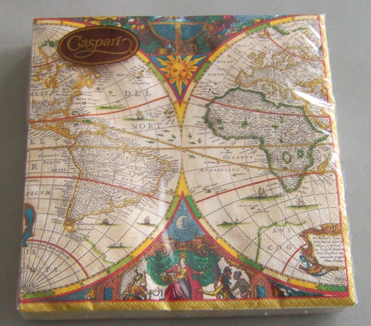 Caspari Lunch Serviette World Map pro Stück