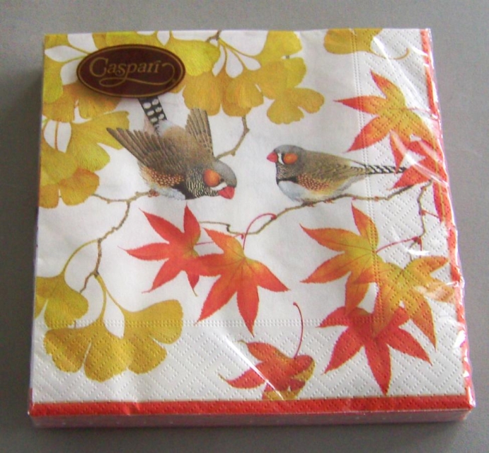 Caspari Lunch Serviette Gingko & Finch ivory pro Stück