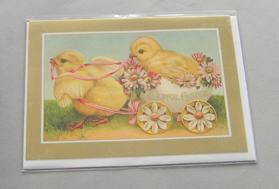 Caspari Karte mit Umschlag Chicks with Egg Wagon