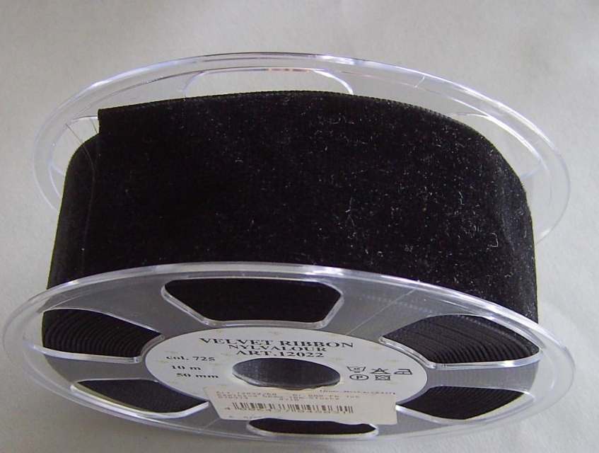 Samtband 50 mm breit pro Meter schwarz
