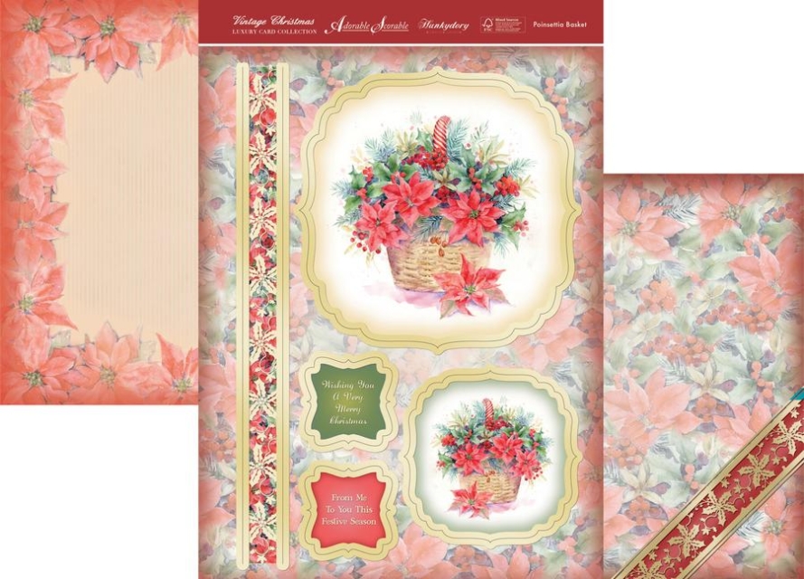 Hunkydory Bastelset Vintage Christmas Card Poinsetta Basket