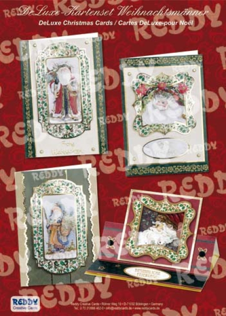 DeLuxe Kartenset für 4 Karten mit Weihnachtsmännern