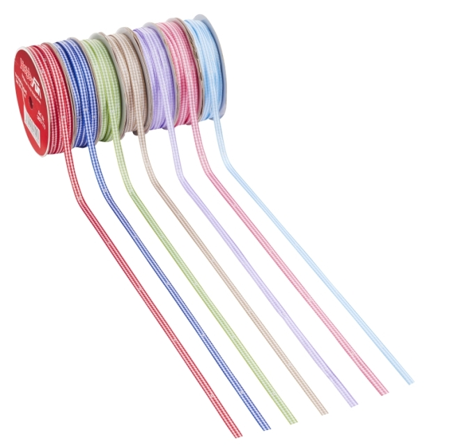 Karo-Schleifen-Zugband 5 mm pro Meter rosa