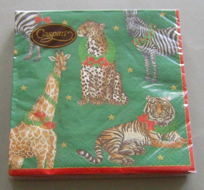 Caspari Lunch Serviette pro Stück Wild Christmas green