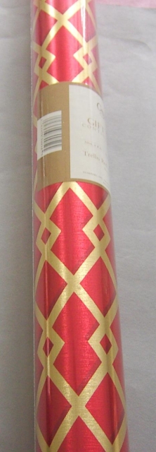 Caspari Geschenkpapier Rolle 76 x 243 cm Trellis Red and Gold
