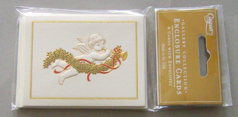 Caspari Minikarte geprägt mit Umschlag Set mit 4 Stück Cherub Embossed