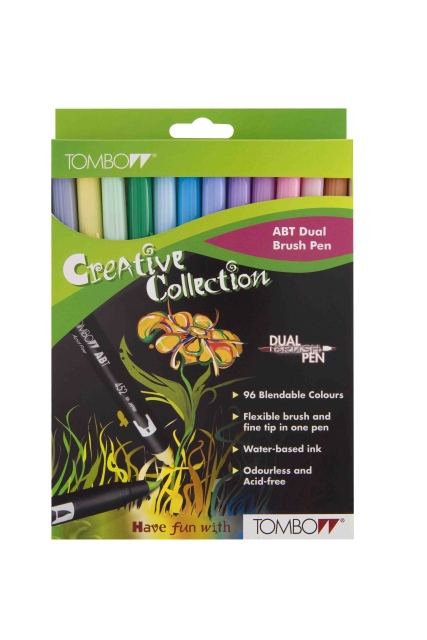 TOMBOW Dual Brush Pen Pastellfarben Set mit 12 Stiften