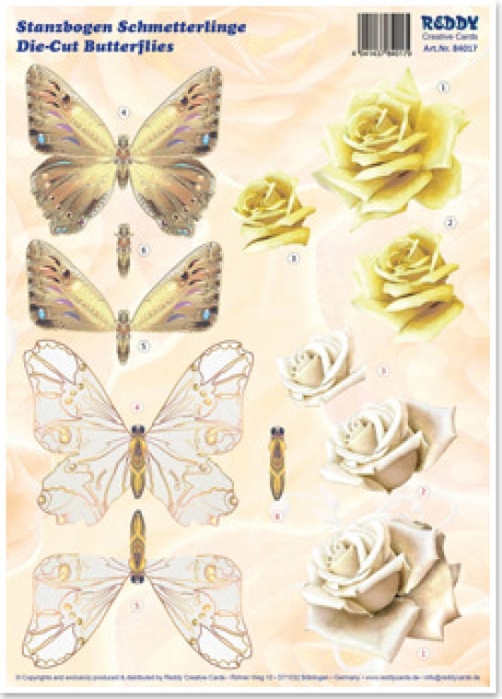 Reddy 3D Stanzbogen Schmetterling, gelb, creme