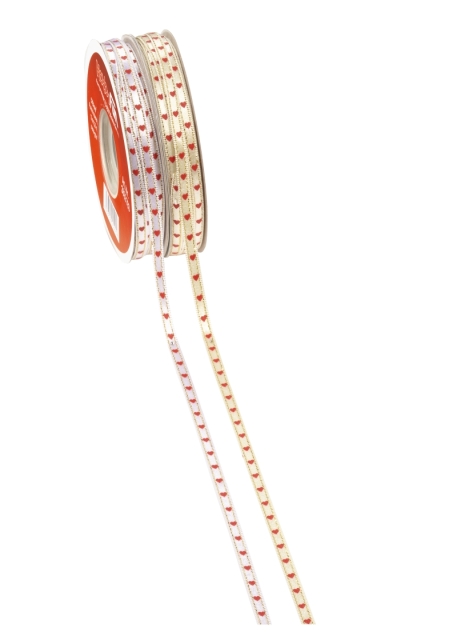 Band Herzband 5 mm pro Meter creme-gold