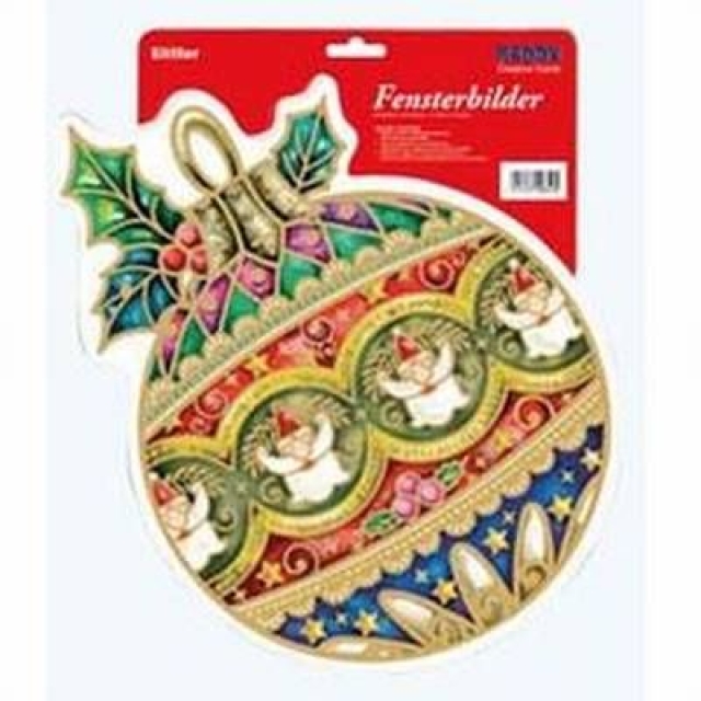 Reddy Fensterbild Kugel mit Weihnachtsmänner rund 37 x 33 cm