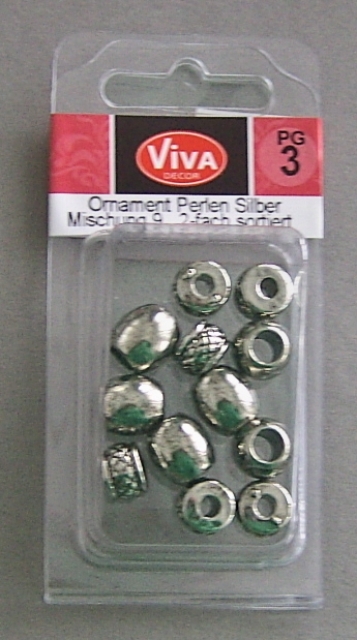 VIVA Decor Ornament Perlen Olive und Rondell silber