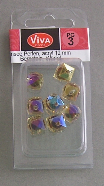 VIVA Decor Irisée Perlen acryl 12 mm Würfel Bernstein