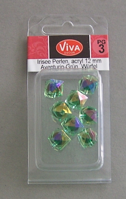 VIVA Decor Irisée Perlen acryl 12 mm Würfel Aventurin-Grün