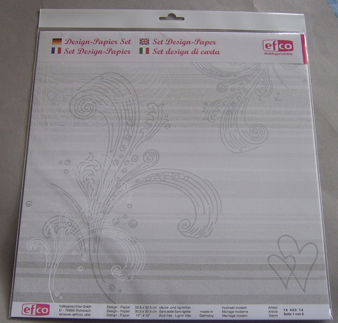 Efco Design-Papier Set 6 Stück Thema Hochzeit modern