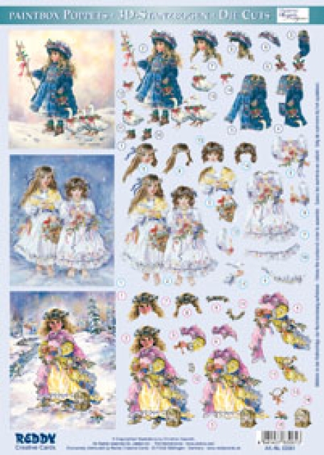 Reddy 3D Stanzbogen Paintbox Poppets Gänsemädchen, Im Schnee, Schneeengel