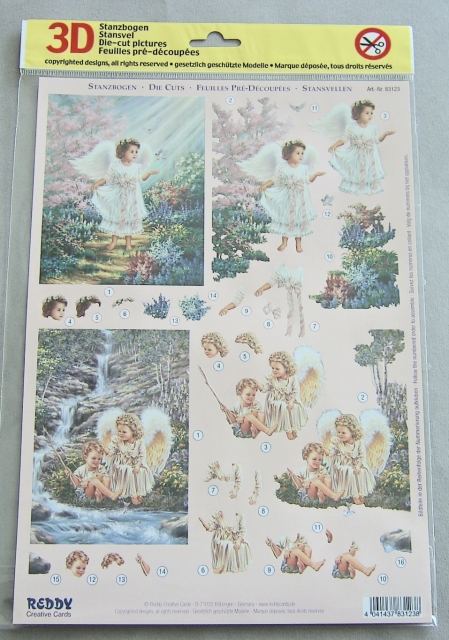 Reddy Cards 3D Stanzbogen Engel mit Blumengarten, beim Angeln