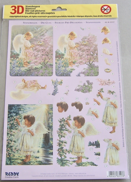 Reddy Cards 3D Stanzbogen Engel im Blumengarten