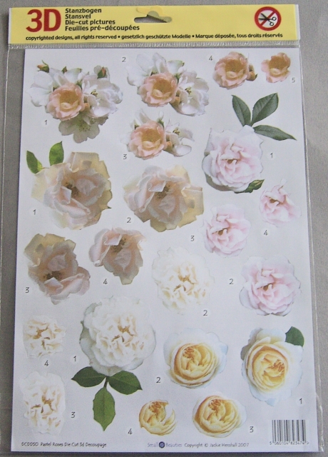 3D Stanzbogen Creme- und lachsfarbene Rosen
