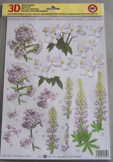 3D Stanzbogen Lilien, weiss und rosé