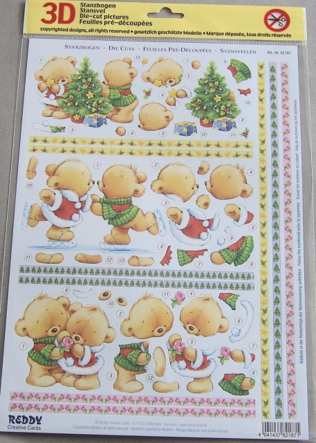 3D Stanzbogen Bärchen weihnachtlich IV