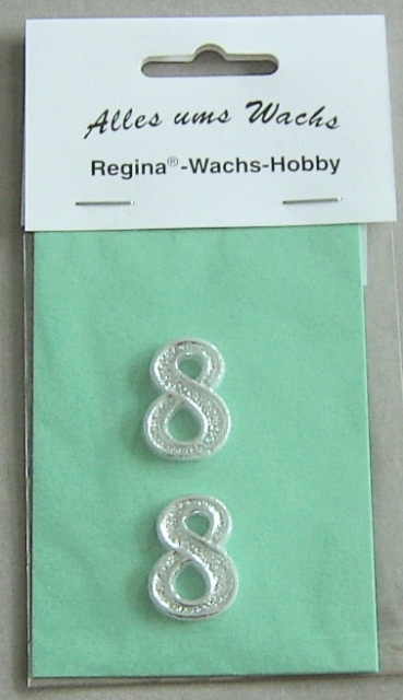 Wachs Zahl "8" glänzend, 25 mm silber