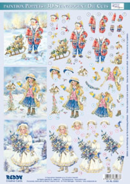 Reddy 3D Stanzbogen Paintbox Poppets Vögel Füttern, Winterbraut, Kleine Helfer