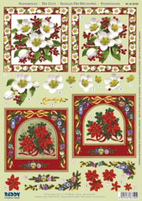 Reddy 3D Stanzbogen Christrosen und Weihnachtssterne