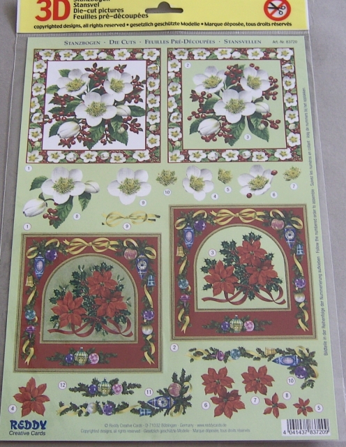 Reddy 3D Stanzbogen Christrosen und Weihnachtssterne
