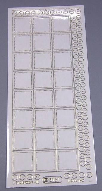 Stickerbogen 10 x 23 cm Aufkleber Vierecke gold