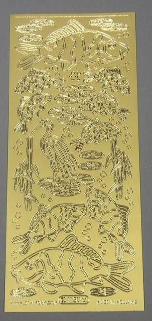 Stickerbogen 10 x 23 cm Koi-Karpfen gold
