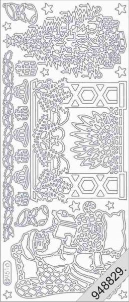 Le Suh Stickerbogen 10 x 23 cm Weihnachten Kamin gold