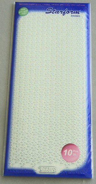 Stickerbogen 10 x 23 cm Flitter transparent Sterne lose Silber