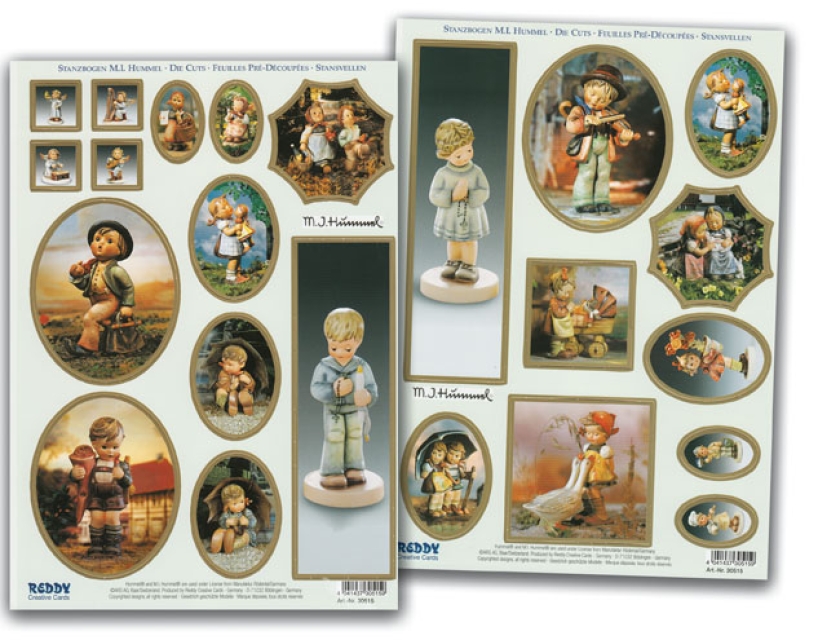 Reddy Cards Stanzbogen M.I. Hummel mit Goldrand 1 für Prägeboard Majestic