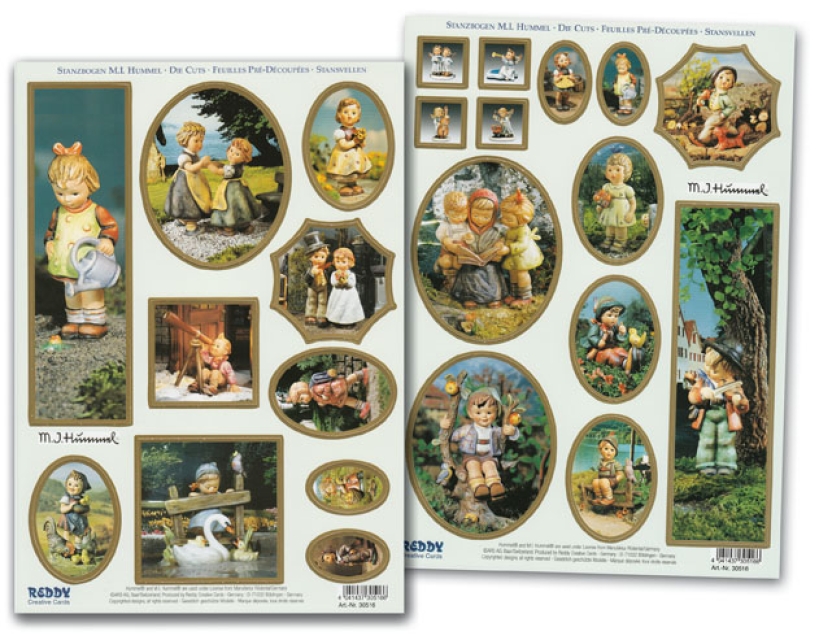 Reddy Cards Stanzbogen M.I. Hummel mit Goldrand 2 für Prägeboard Majestic