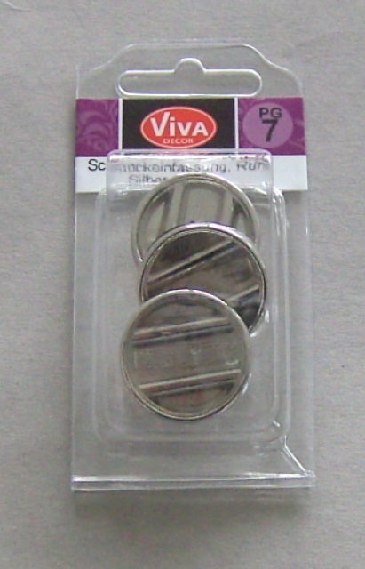 VIVA Decor Schmuckeinfassung rund silber 28 mm 3 Stück