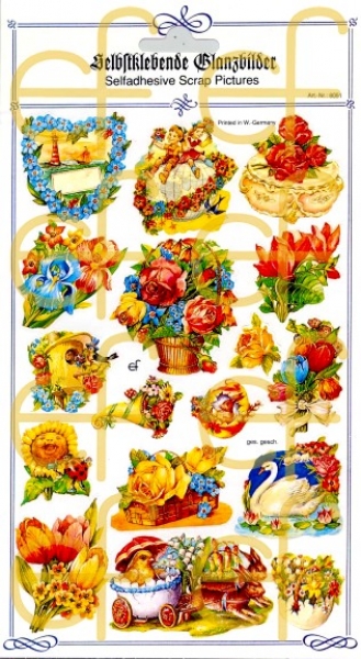 Selbstklebende Glanzbilder Blumen und Tiere
