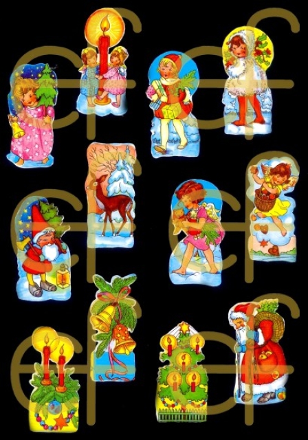 Selbstklebende Glanzbilder 12 Weihnachtsmotive