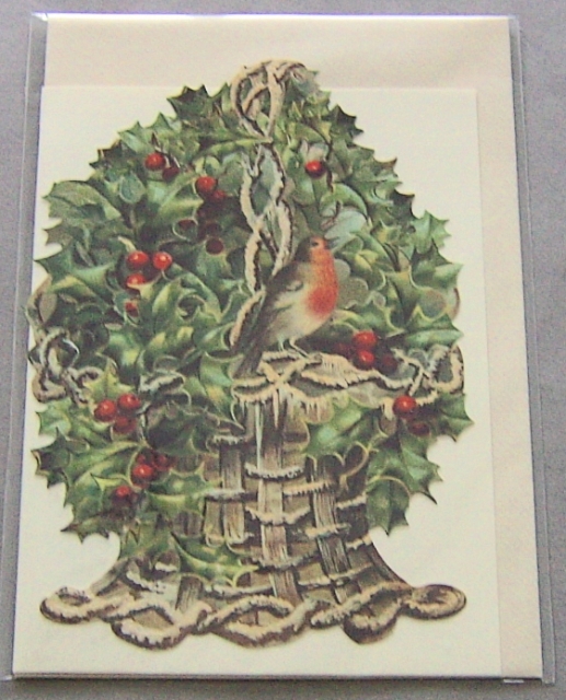 Bildkarte mit passendem Umschlag und Doppelkarte in elfenbein Motiv Vogel im Winterstrauch