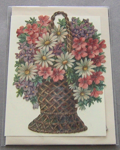 Bildkarte mit passendem Umschlag und Doppelkarte in elfenbein Motiv Blumenkorb