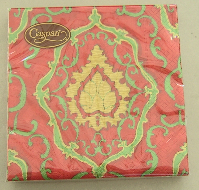 Caspari Lunch Serviette pro Stück Medici Red / Green