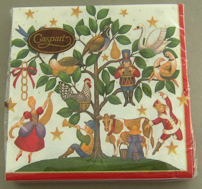 Caspari Lunch Serviette pro Stück 12 Days of Christmas