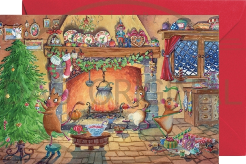 Miniadventskalender mit Umschlag Weihnachten bei Familie Maus