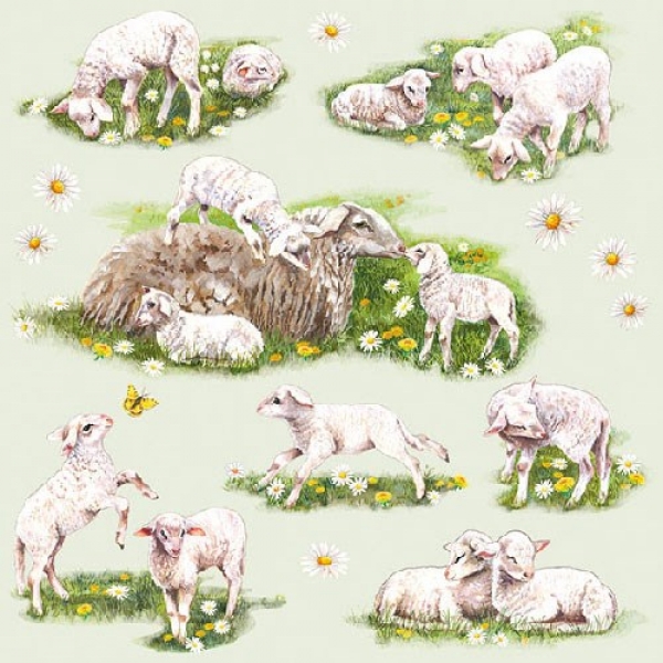 Ambiente Lunch Serviette 33 x 33 cm pro Stück Spring with Lambs