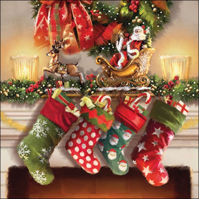 Ambiente Lunch Serviette 33 x 33 cm pro Stück Hanging Stockings
