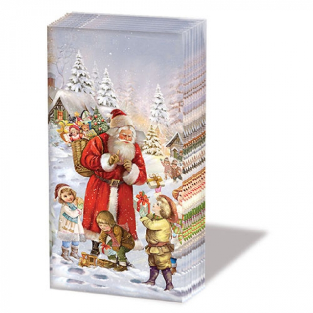 Ambiente Taschtuch Päckchen Santa bringing Presents