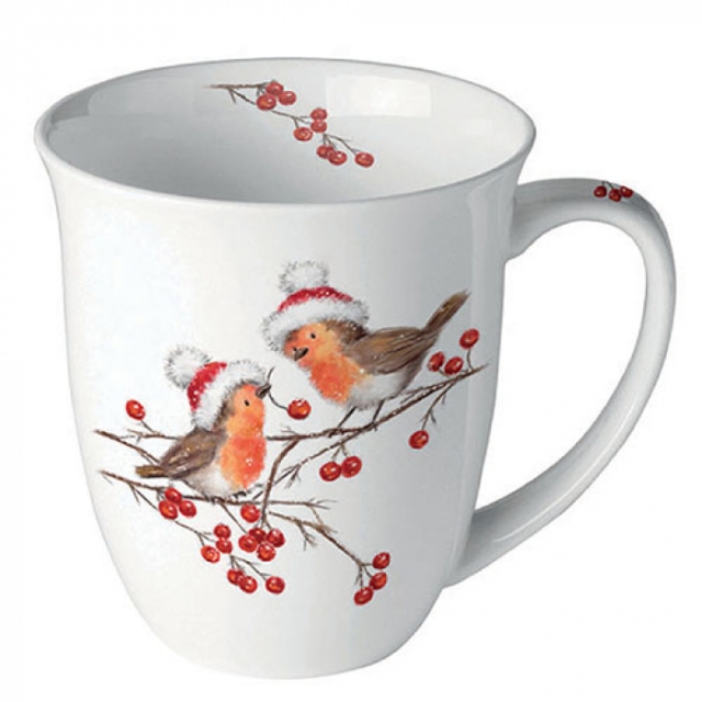 Ambiente Mug Tasse 0,4 l Christmas Robins White
