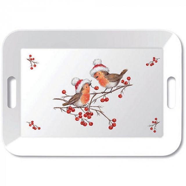 Ambiente Tablett 33 x 47 cm Christmas Robins white