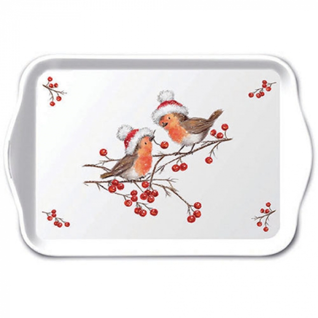 Ambiente Tablett 13 x 21 cm Christmas Robins white