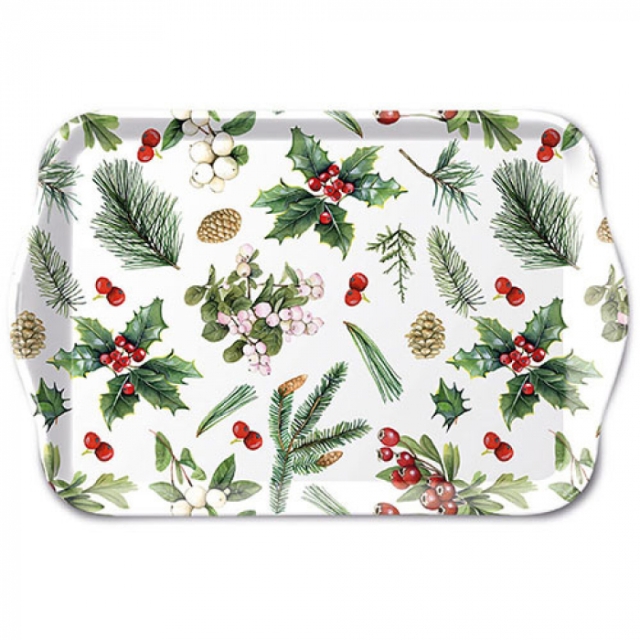 Ambiente Tablett 13 x 21 cm Winter Greenery white